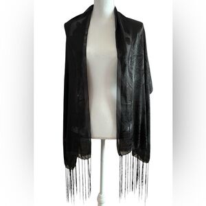 Black fringed shawl